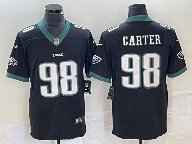 Men's Philadelphia Eagles #98 Jalen Carter Black Vapor Limited Stitched Football Jersey Men's Philadelphia Eagles #98 Jalen Carter Black Vapor Limited Stitched Football Jersey